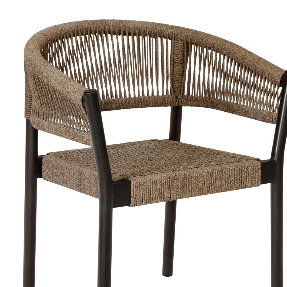 Armen Living - Doris Outdoor Patio Dining Chair in Dark Eucalyptus Wood with Truffle Rope - Set of 2 - LCDOSITRU veiw 6