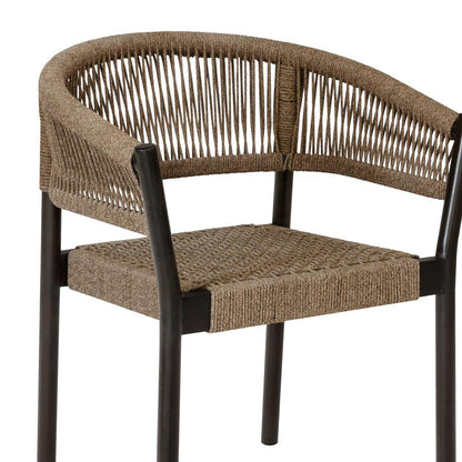 Armen Living - Doris Outdoor Patio Dining Chair in Dark Eucalyptus Wood with Truffle Rope - Set of 2 - LCDOSITRU veiw 6