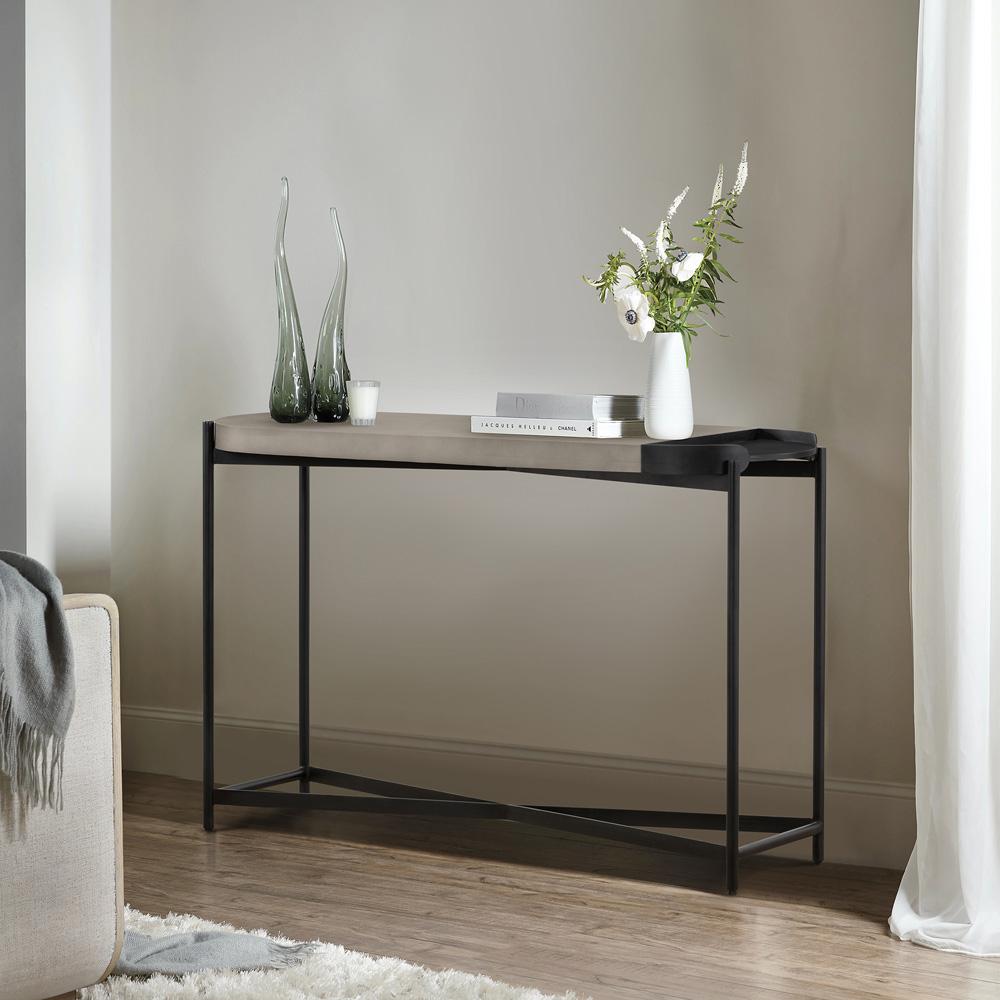 Armen Living - Dua Concrete and Black Metal Modern Console Table - LCDUCNBLCC veiw 6
