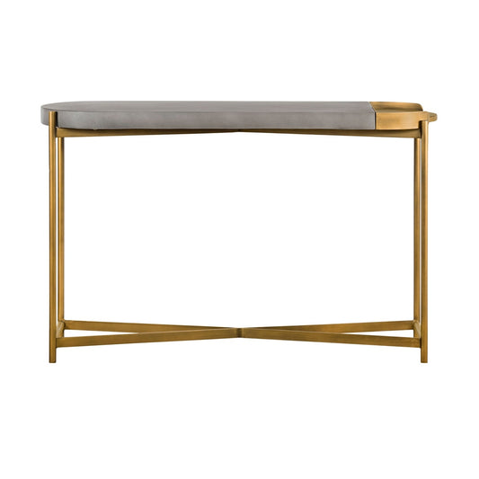 Armen Living - Dua Gray Concrete Console Table with Antique Brass - LCDUCNCC veiw 2