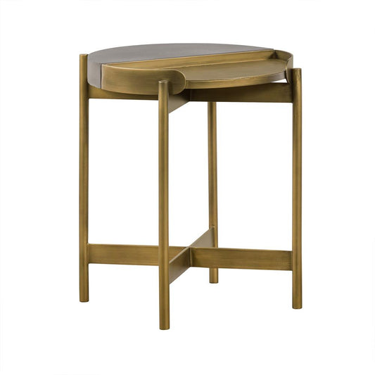 Armen Living - Dua Gray Concrete End Table with Antique Brass - LCDULACC veiw 1