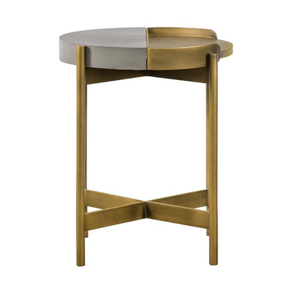 Armen Living - Dua Gray Concrete End Table with Antique Brass - LCDULACC veiw 3