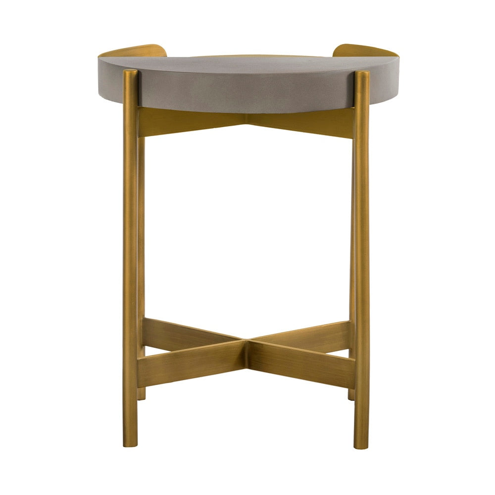 Armen Living - Dua Gray Concrete End Table with Antique Brass - LCDULACC veiw 4
