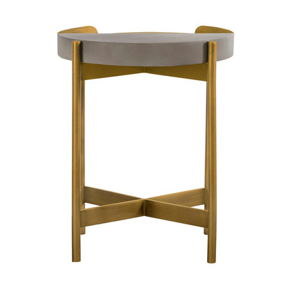 Armen Living - Dua Gray Concrete End Table with Antique Brass - LCDULACC veiw 4