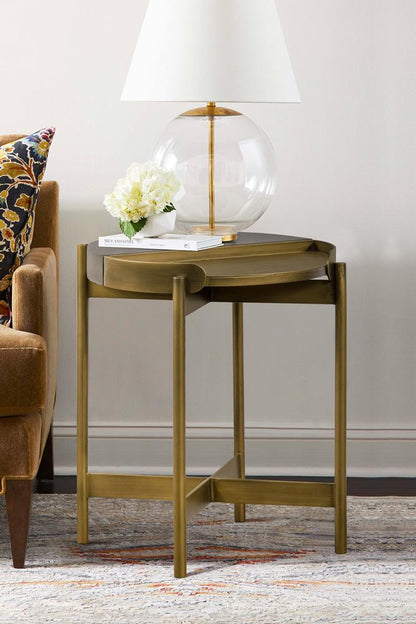 Armen Living - Dua Gray Concrete End Table with Antique Brass - LCDULACC veiw 8