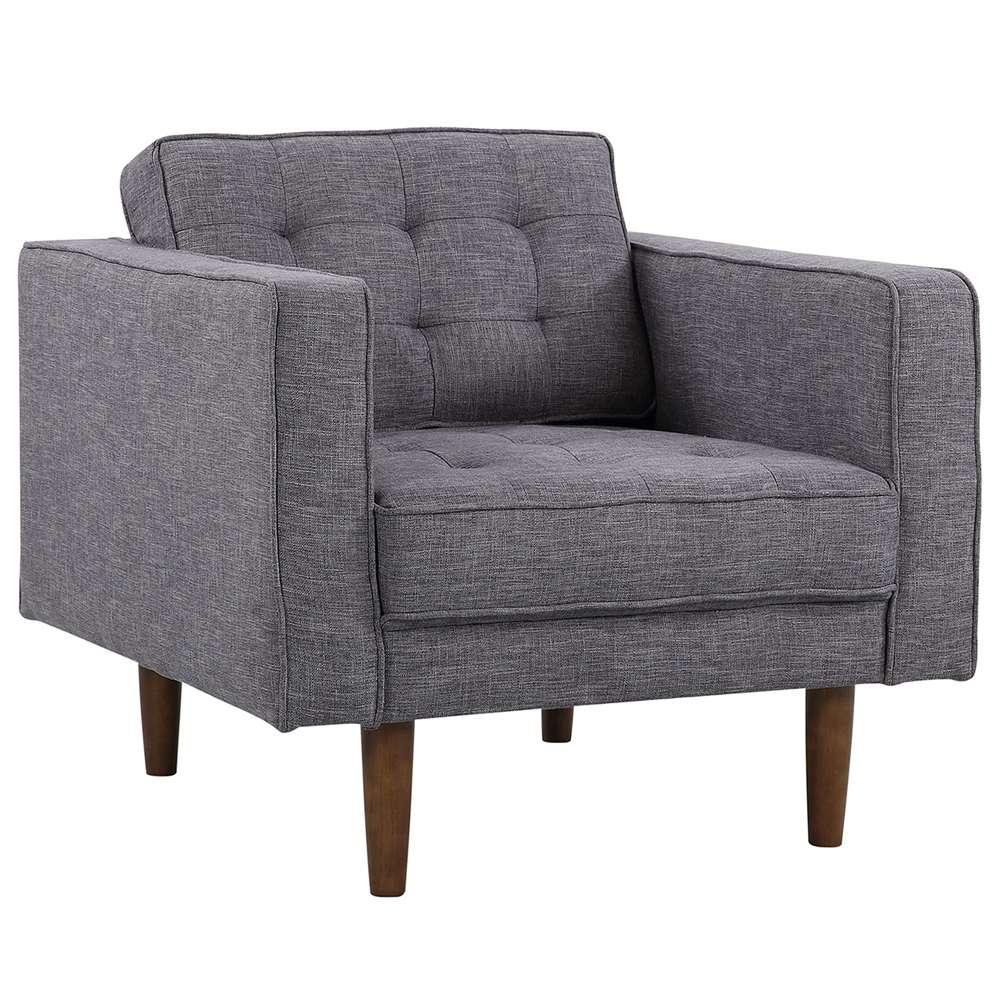 Armen Living - Element Mid-Century Modern Chair in Dark Gray Linen and Walnut Legs - LCEL1DG veiw 1