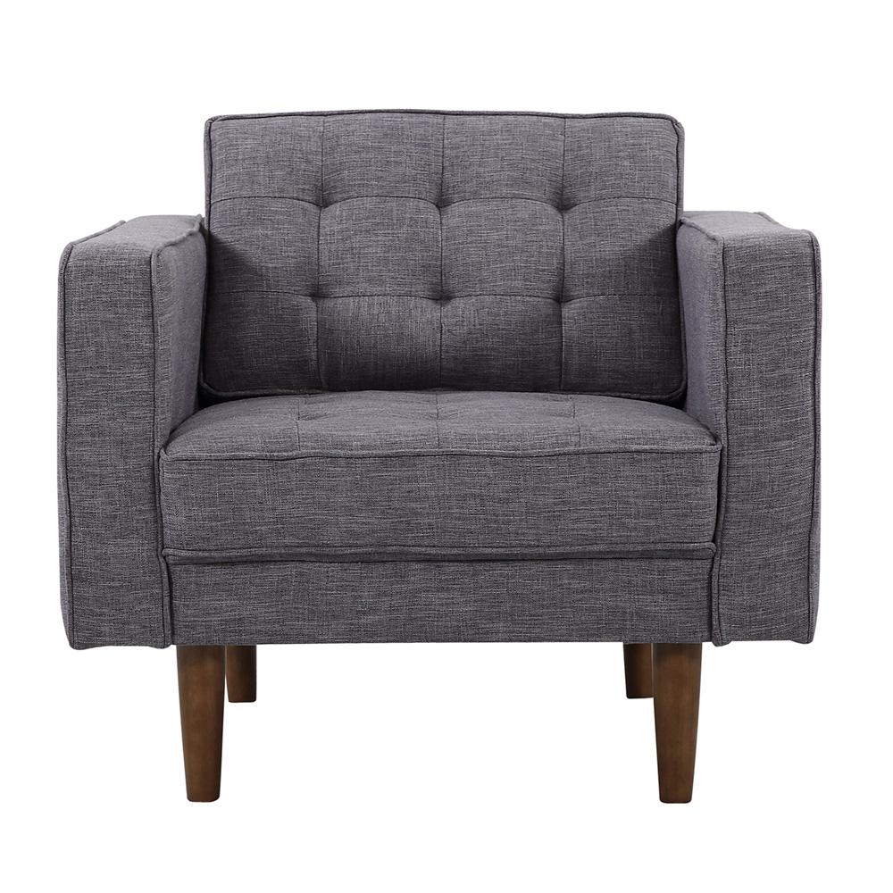 Armen Living - Element Mid-Century Modern Chair in Dark Gray Linen and Walnut Legs - LCEL1DG veiw 2