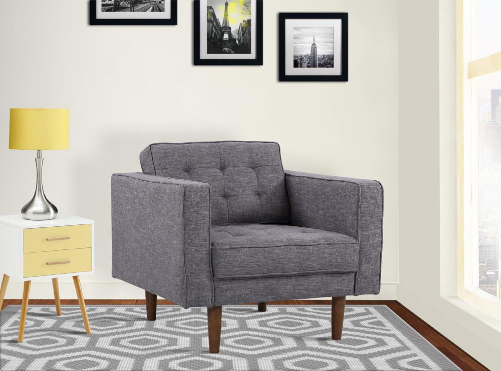 Armen Living - Element Mid-Century Modern Chair in Dark Gray Linen and Walnut Legs - LCEL1DG veiw 6