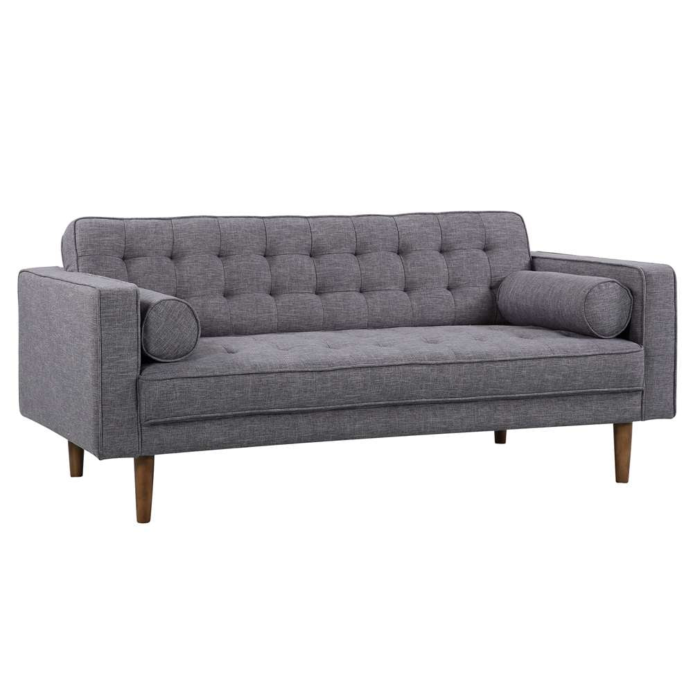 Armen Living - Element Mid-Century Modern Loveseat in Dark Gray Linen and Walnut Legs - LCEL2DG veiw 1