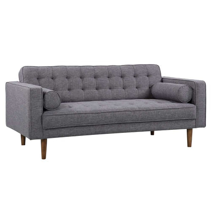 Armen Living - Element Mid-Century Modern Loveseat in Dark Gray Linen and Walnut Legs - LCEL2DG veiw 1