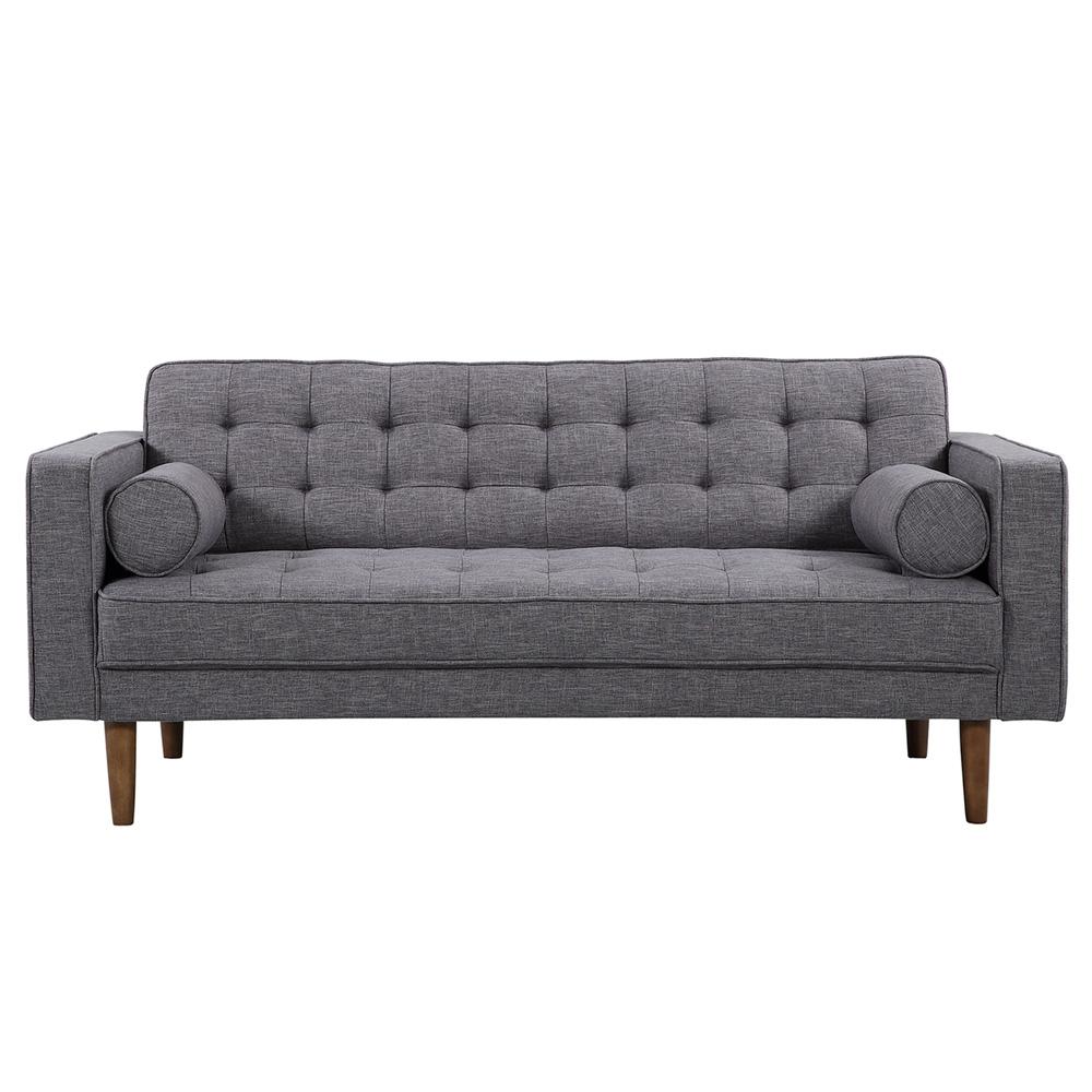 Armen Living - Element Mid-Century Modern Loveseat in Dark Gray Linen and Walnut Legs - LCEL2DG veiw 2