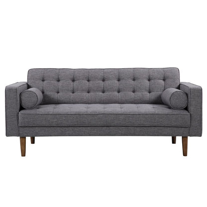 Armen Living - Element Mid-Century Modern Loveseat in Dark Gray Linen and Walnut Legs - LCEL2DG veiw 2