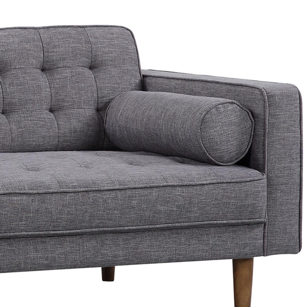 Armen Living - Element Mid-Century Modern Loveseat in Dark Gray Linen and Walnut Legs - LCEL2DG veiw 4