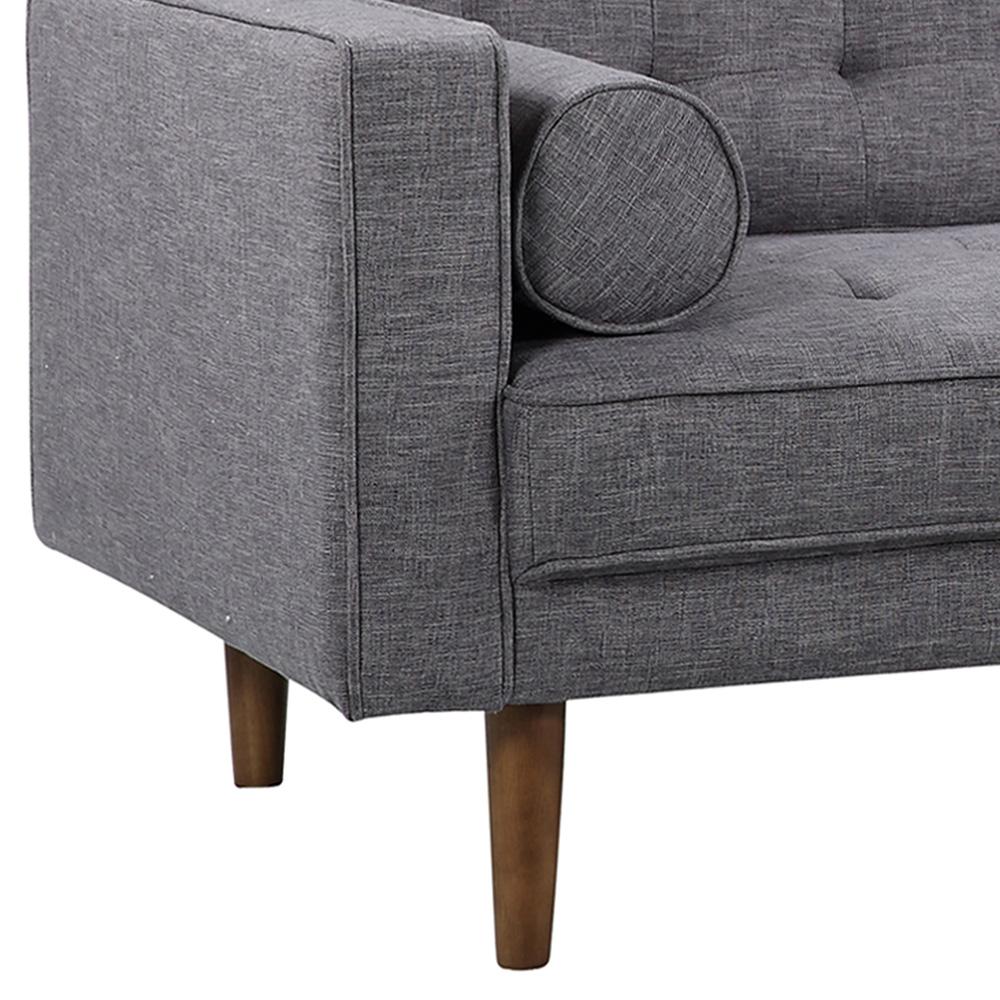 Armen Living - Element Mid-Century Modern Loveseat in Dark Gray Linen and Walnut Legs - LCEL2DG veiw 5