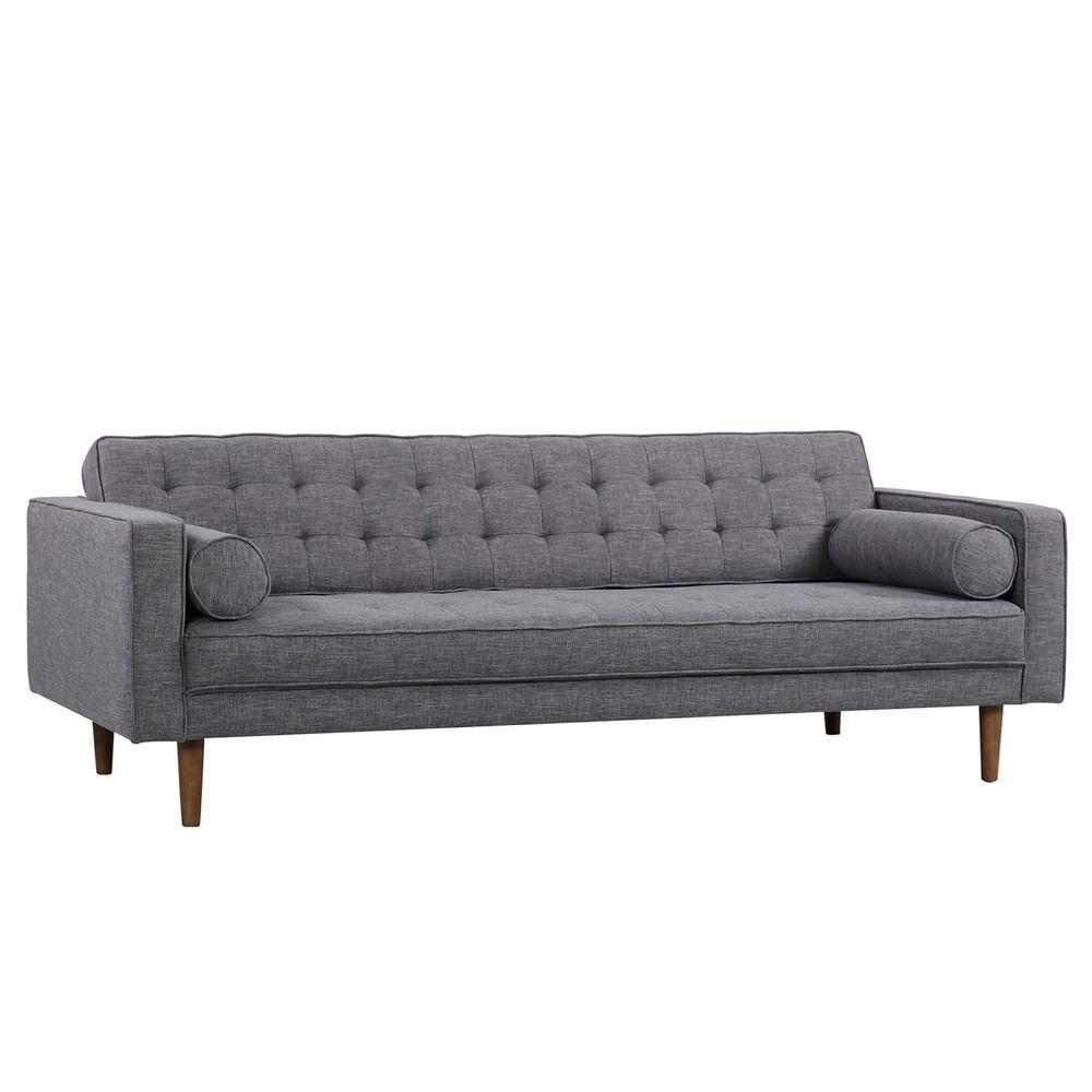 Armen Living - Element Mid-Century Modern Sofa in Dark Gray Linen and Walnut Legs - LCEL3DG veiw 1