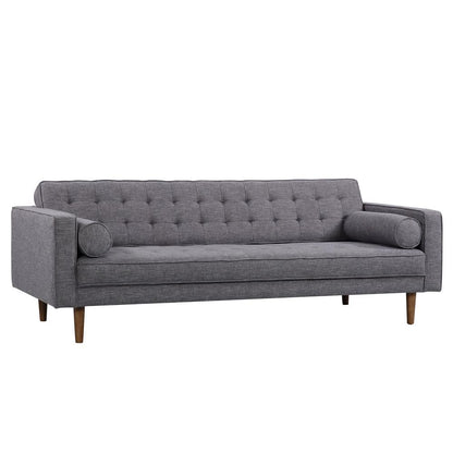 Armen Living - Element Mid-Century Modern Sofa in Dark Gray Linen and Walnut Legs - LCEL3DG veiw 1