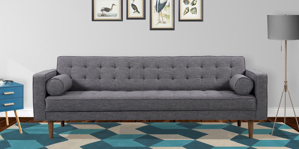 Armen Living - Element Mid-Century Modern Sofa in Dark Gray Linen and Walnut Legs - LCEL3DG veiw 6