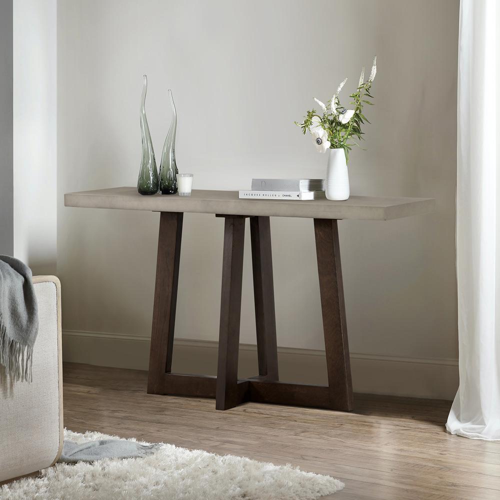 Armen Living - Elodie Gray Concrete and Dark Gray Oak Rectangle Console Table - LCELCNCCGR veiw 5