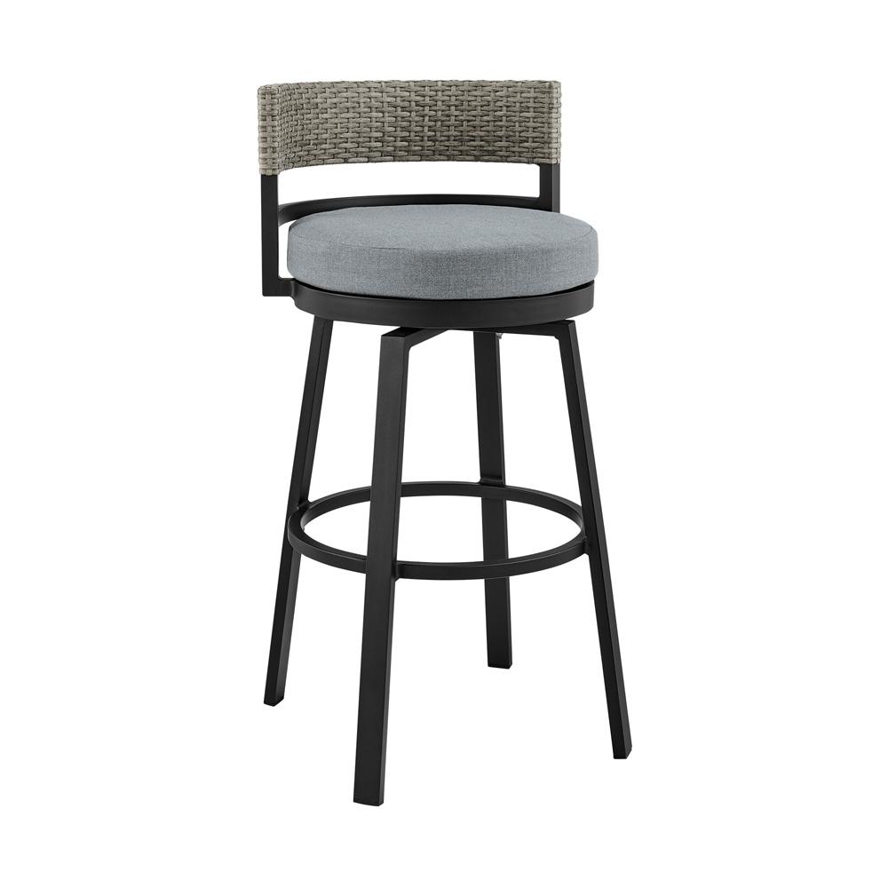 Armen Living - Encinitas Outdoor Patio 5-Piece Bar Table Set in Aluminum with Grey Cushions - SETODEN5BLGRY veiw 2