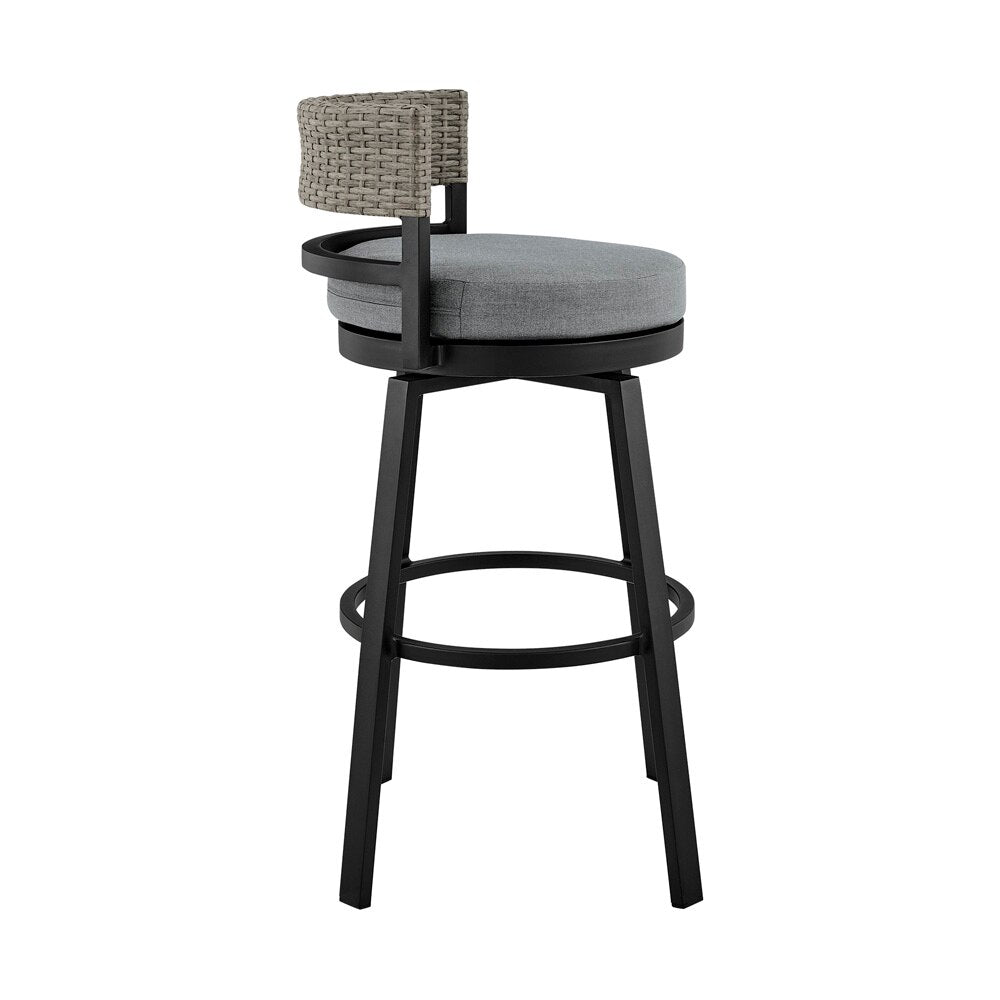 Armen Living - Encinitas Outdoor Patio 5-Piece Bar Table Set in Aluminum with Grey Cushions - SETODEN5BLGRY veiw 3
