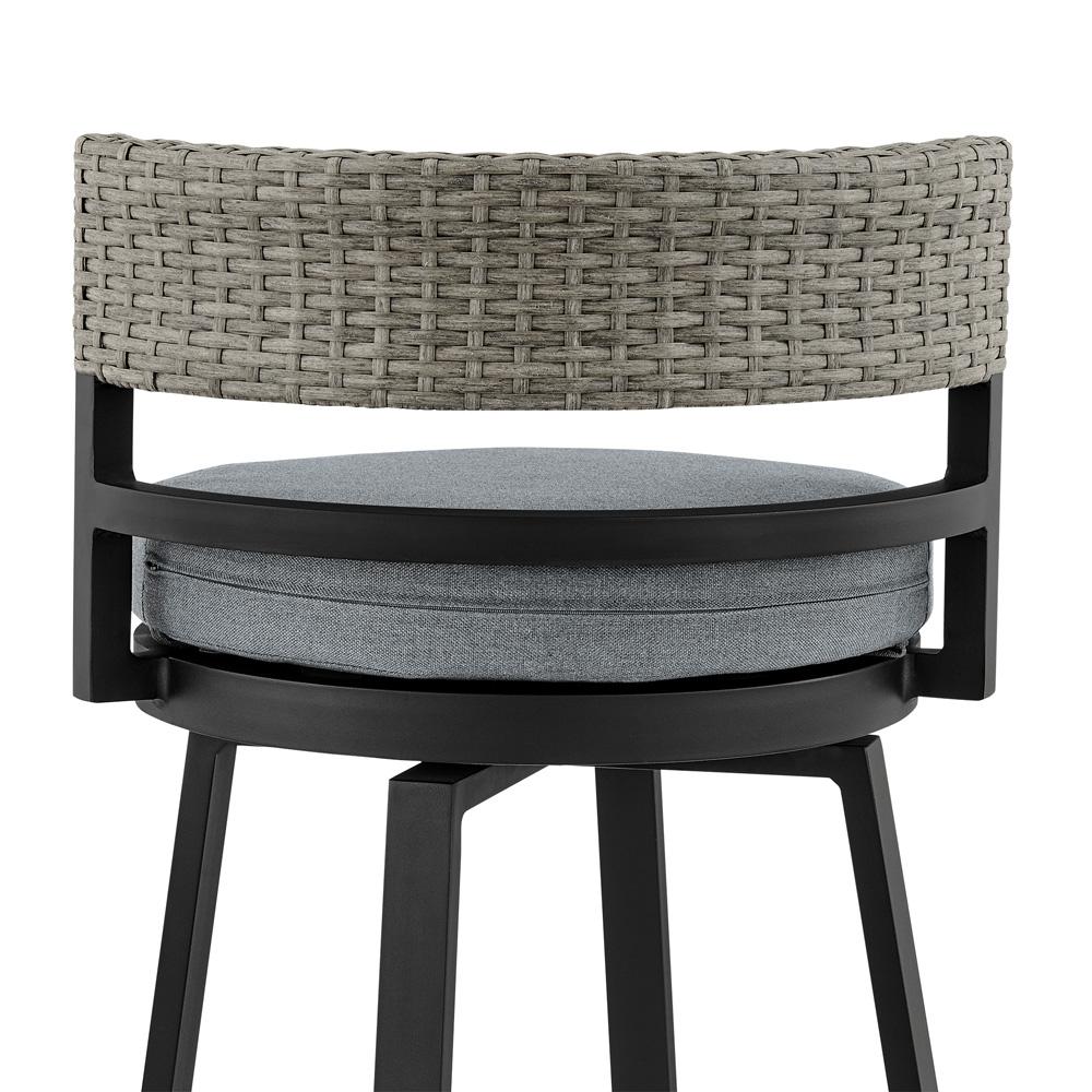 Armen Living - Encinitas Outdoor Patio 5-Piece Bar Table Set in Aluminum with Grey Cushions - SETODEN5BLGRY veiw 6