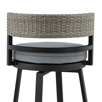 Armen Living - Encinitas Outdoor Patio 5-Piece Bar Table Set in Aluminum with Grey Cushions - SETODEN5BLGRY veiw 6