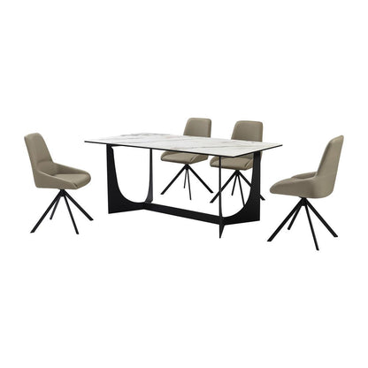 Armen Living - Esme Maverick 5 Piece Dining Set with Taupe Gray Faux Leather Chairs - SETESMV5TG veiw 1