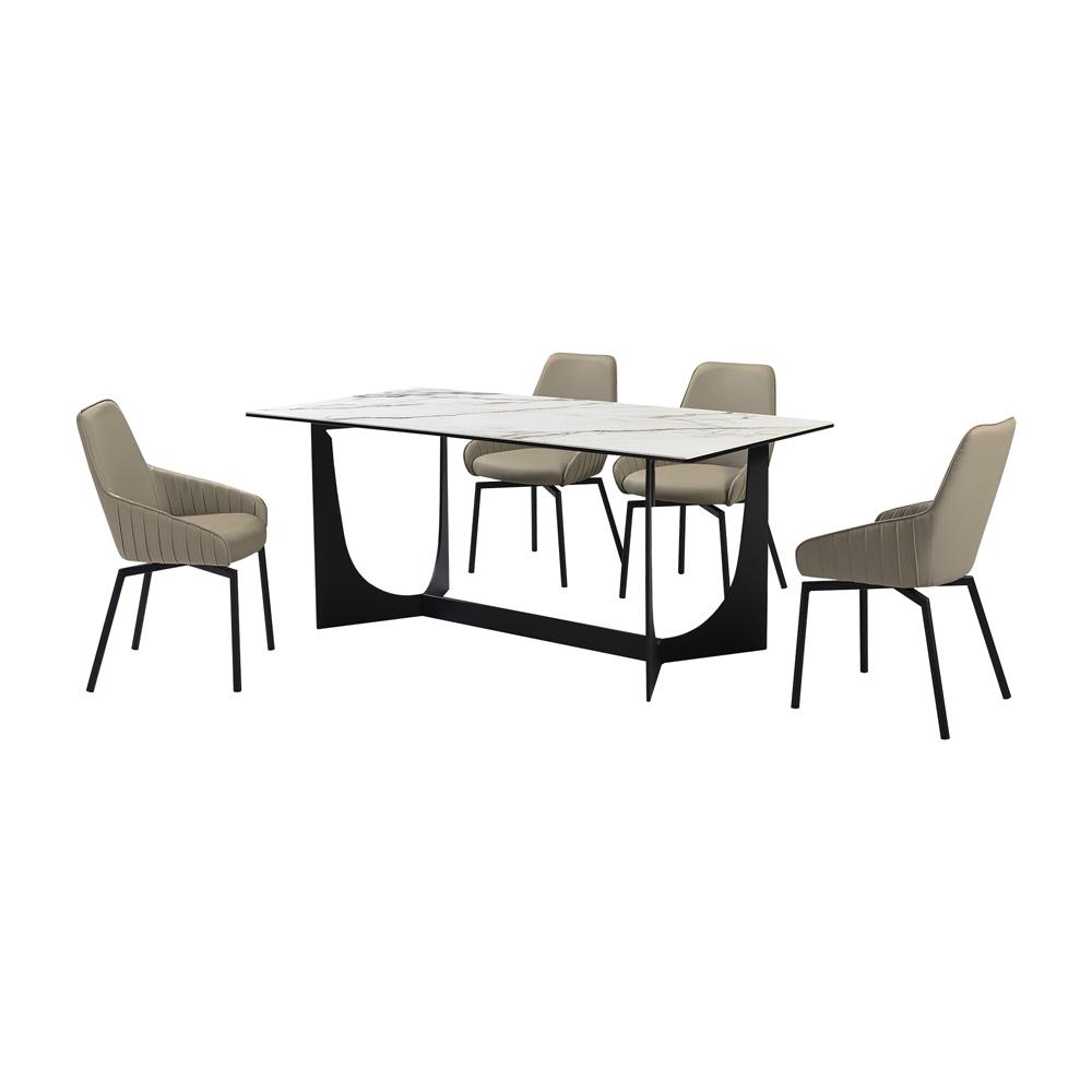 Armen Living - Esme Shilo 5 Piece Dining Set Taupe with Gray Faux Leather Chairs - SETESSH5TG veiw 1