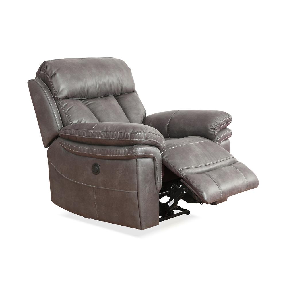 Armen Living Estelle Power Recliner Chair in Gunmetal Fabric - Thumbnail 3