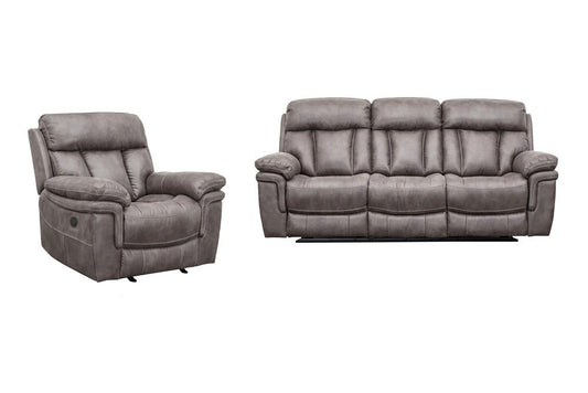 Armen Living - Estelle Power Reclining 2 Piece Sofa and Recliner Set in Gunmetal Fabric - SETESGM2PC veiw 1