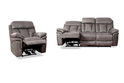 Armen Living - Estelle Power Reclining 2 Piece Sofa and Recliner Set in Gunmetal Fabric - SETESGM2PC veiw 3
