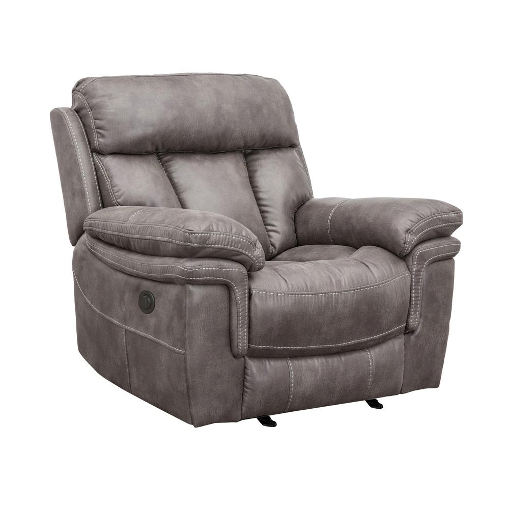 Armen Living - Estelle Power Reclining 2 Piece Sofa and Recliner Set in Gunmetal Fabric - SETESGM2PC veiw 6