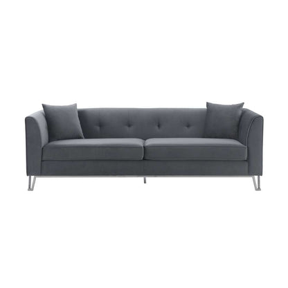 Armen Living - Everest 90in Gray Fabric Upholstered Sofa with Brushed Stainless Steel Legs - LCEV3GREY veiw 1