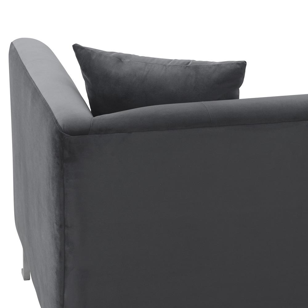 Armen Living - Everest 90in Gray Fabric Upholstered Sofa with Brushed Stainless Steel Legs - LCEV3GREY veiw 2