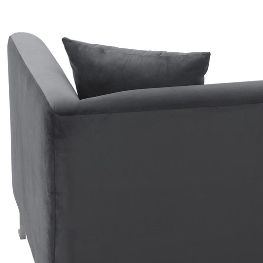 Armen Living - Everest 90in Gray Fabric Upholstered Sofa with Brushed Stainless Steel Legs - LCEV3GREY veiw 2