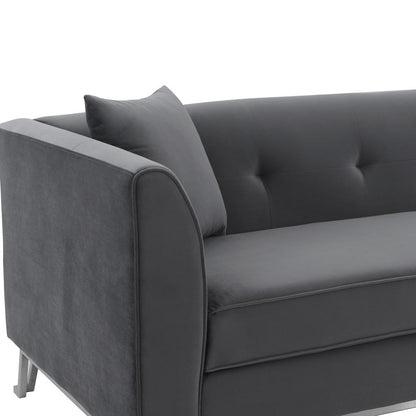 Armen Living - Everest 90in Gray Fabric Upholstered Sofa with Brushed Stainless Steel Legs - LCEV3GREY veiw 4