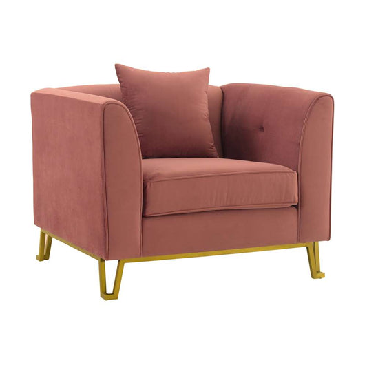 Armen Living - Everest Blush Fabric Upholstered Sofa Accent Chair with Brushed Gold Legs - LCEV1BLUSH veiw 1