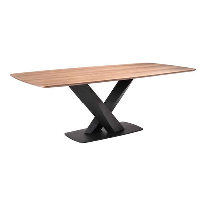 Armen Living - Everett Contemporary Dining Table in Matte Black Finish and Walnut Top - LCERDIWABL veiw 1