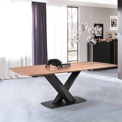 Armen Living - Everett Contemporary Dining Table in Matte Black Finish and Walnut Top - LCERDIWABL veiw 5