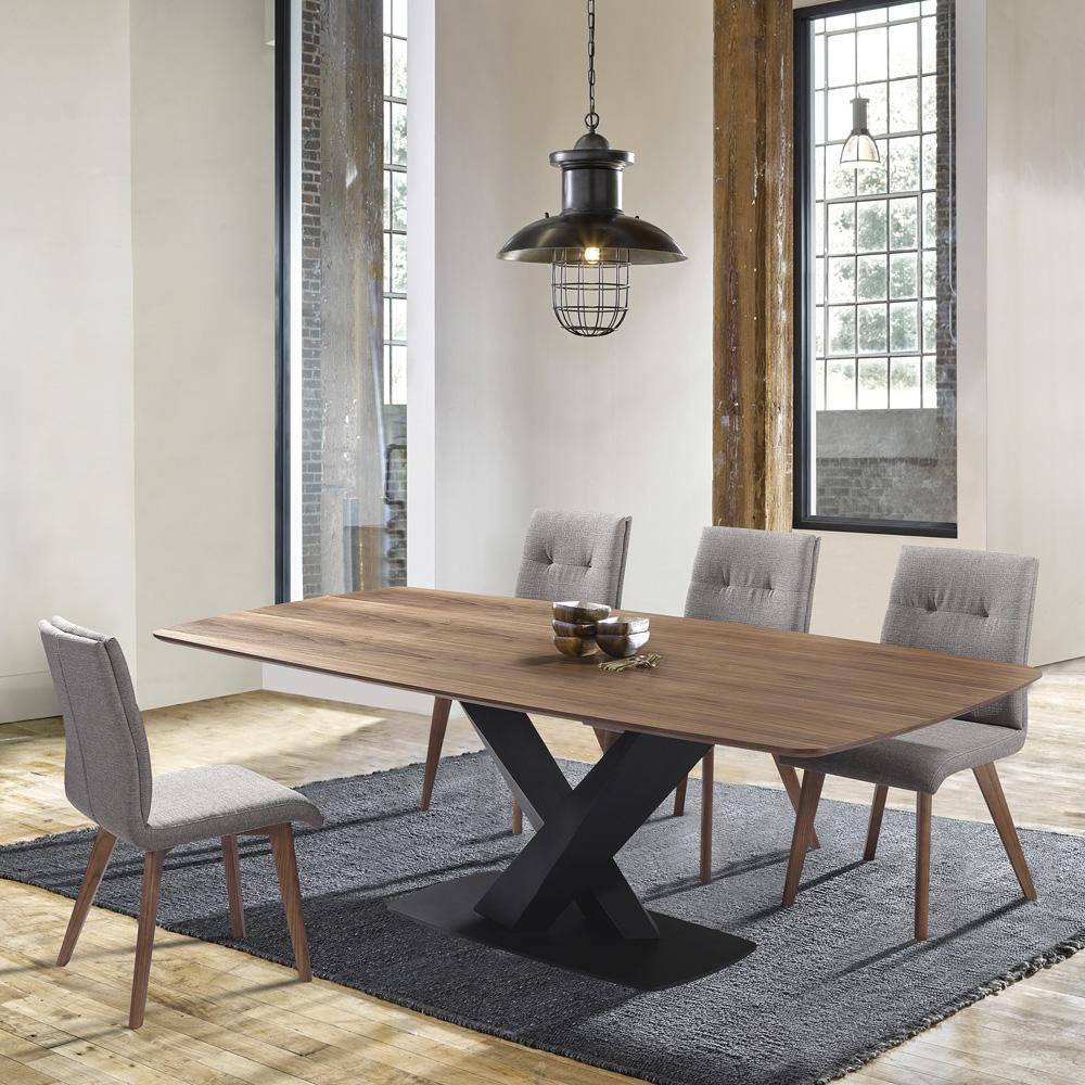 Armen Living - Everett Contemporary Dining Table in Matte Black Finish and Walnut Top - LCERDIWABL veiw 7