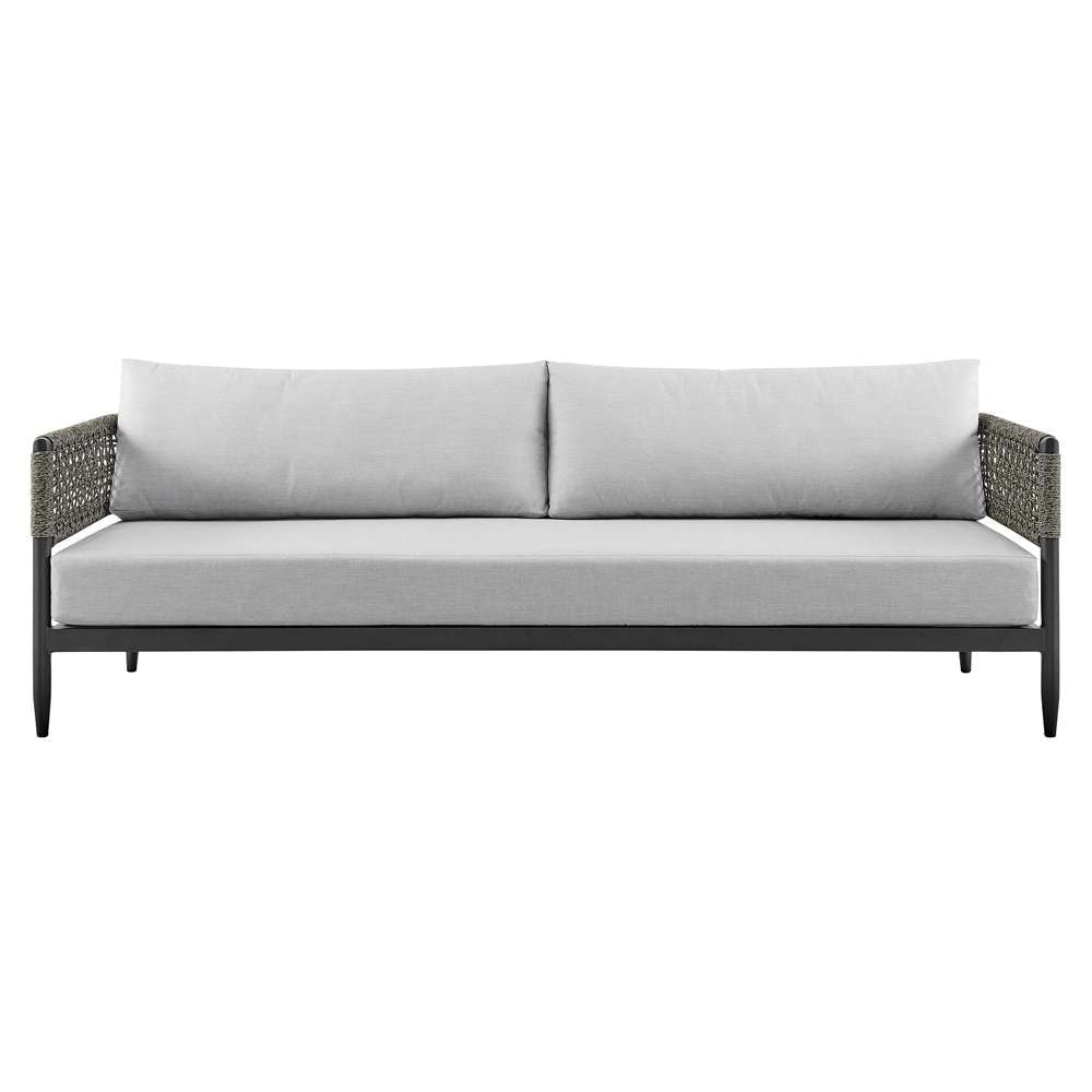 Armen Living - Felicia 4 Piece Outdoor Black Aluminum & Rope Conversation Set with Light Gray Fabric Cushions - 840254333093 - CLOSEOUT veiw 2