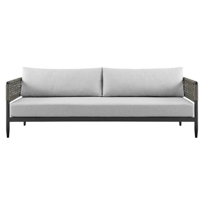 Armen Living - Felicia 4 Piece Outdoor Black Aluminum & Rope Conversation Set with Light Gray Fabric Cushions - 840254333093 - CLOSEOUT veiw 2