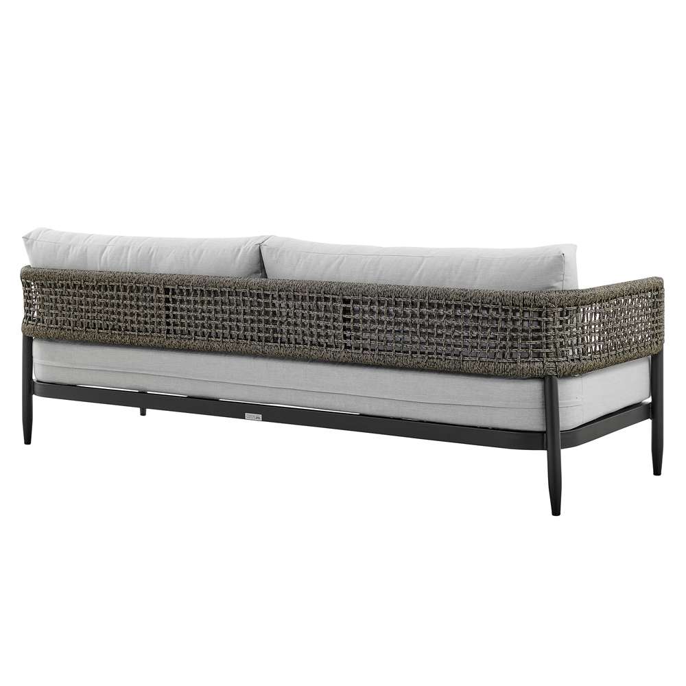 Armen Living - Felicia 4 Piece Outdoor Black Aluminum & Rope Conversation Set with Light Gray Fabric Cushions - 840254333093 - CLOSEOUT veiw 3