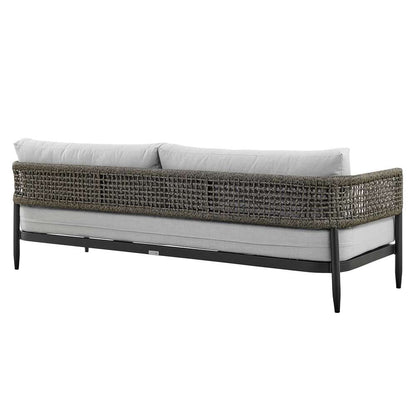Armen Living - Felicia 4 Piece Outdoor Black Aluminum & Rope Conversation Set with Light Gray Fabric Cushions - 840254333093 - CLOSEOUT veiw 3