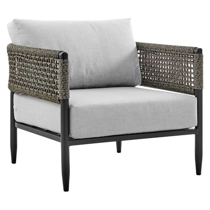 Armen Living - Felicia 4 Piece Outdoor Black Aluminum & Rope Conversation Set with Light Gray Fabric Cushions - 840254333093 - CLOSEOUT veiw 4