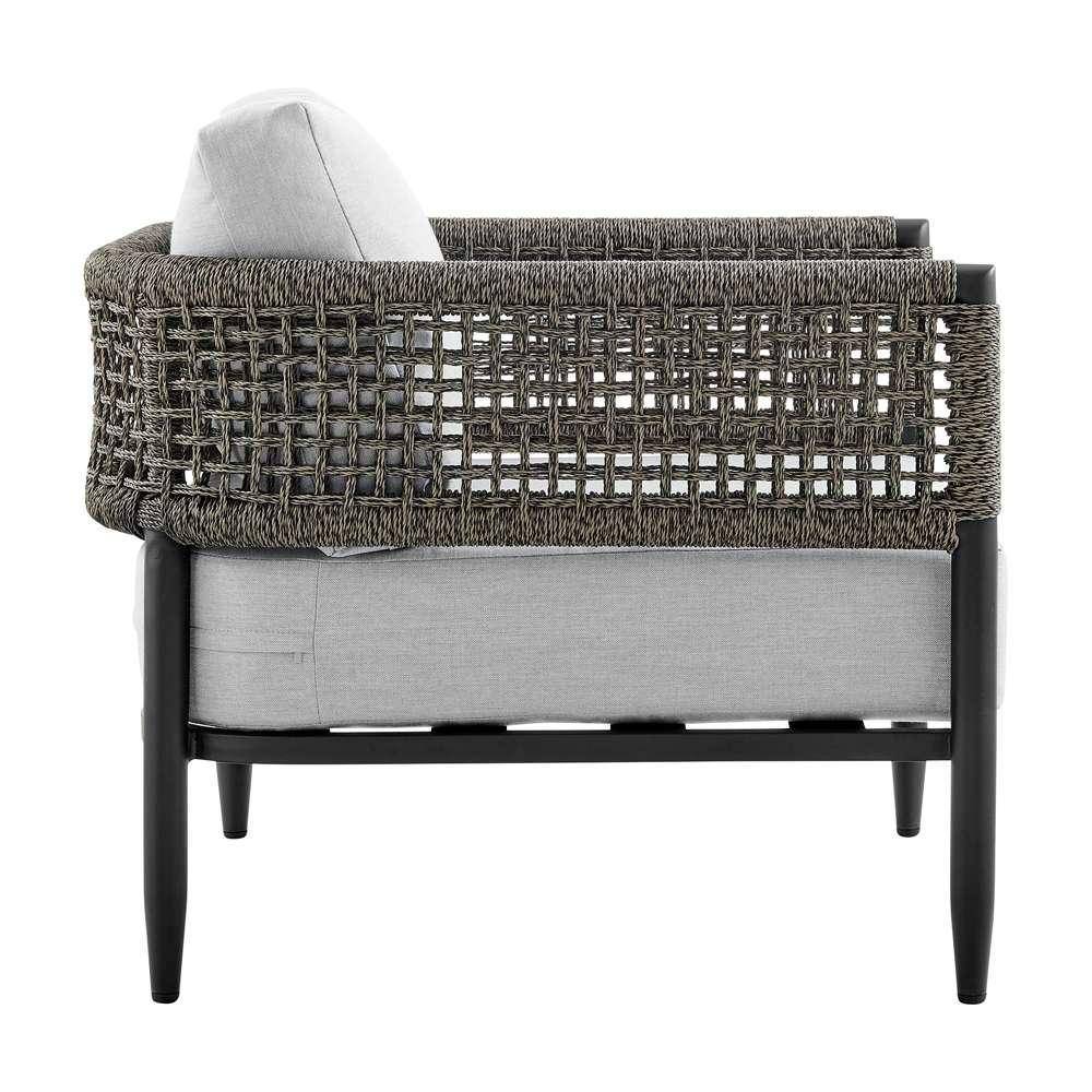Armen Living - Felicia 4 Piece Outdoor Black Aluminum & Rope Conversation Set with Light Gray Fabric Cushions - 840254333093 - CLOSEOUT veiw 5