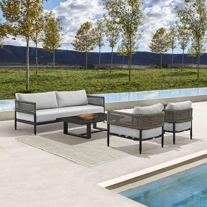 Armen Living - Felicia 4 Piece Outdoor Black Aluminum & Rope Conversation Set with Light Gray Fabric Cushions - 840254333093 - CLOSEOUT veiw 7
