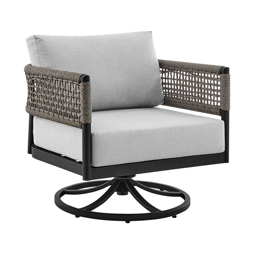 Armen Living Felicia and Argiope 3 Piece Patio Outdoor Swivel Seating Set - Thumbnail 2
