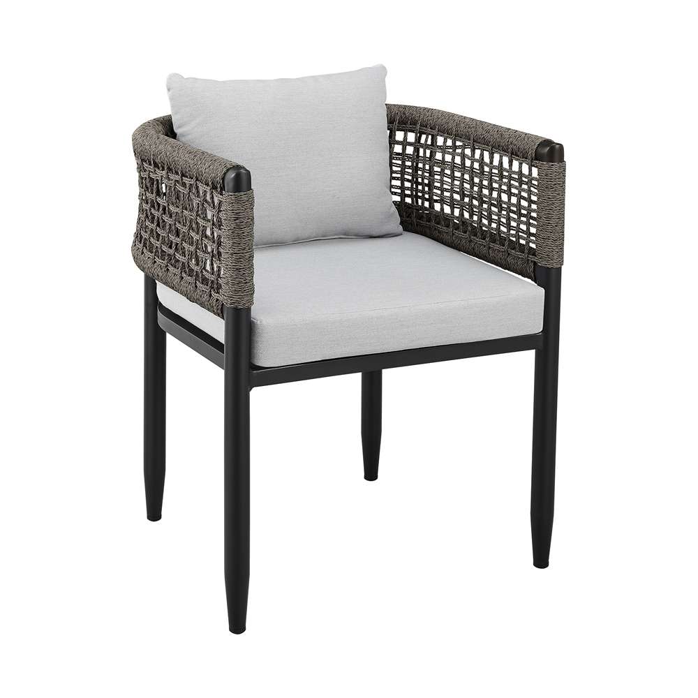 Armen Living - Felicia Outdoor Patio 5-Piece Dining Table Set in Aluminum with Grey Rope and Cushions - 840254333314 veiw 2