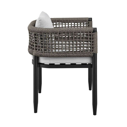 Armen Living - Felicia Outdoor Patio 5-Piece Dining Table Set in Aluminum with Grey Rope and Cushions - 840254333314 veiw 3